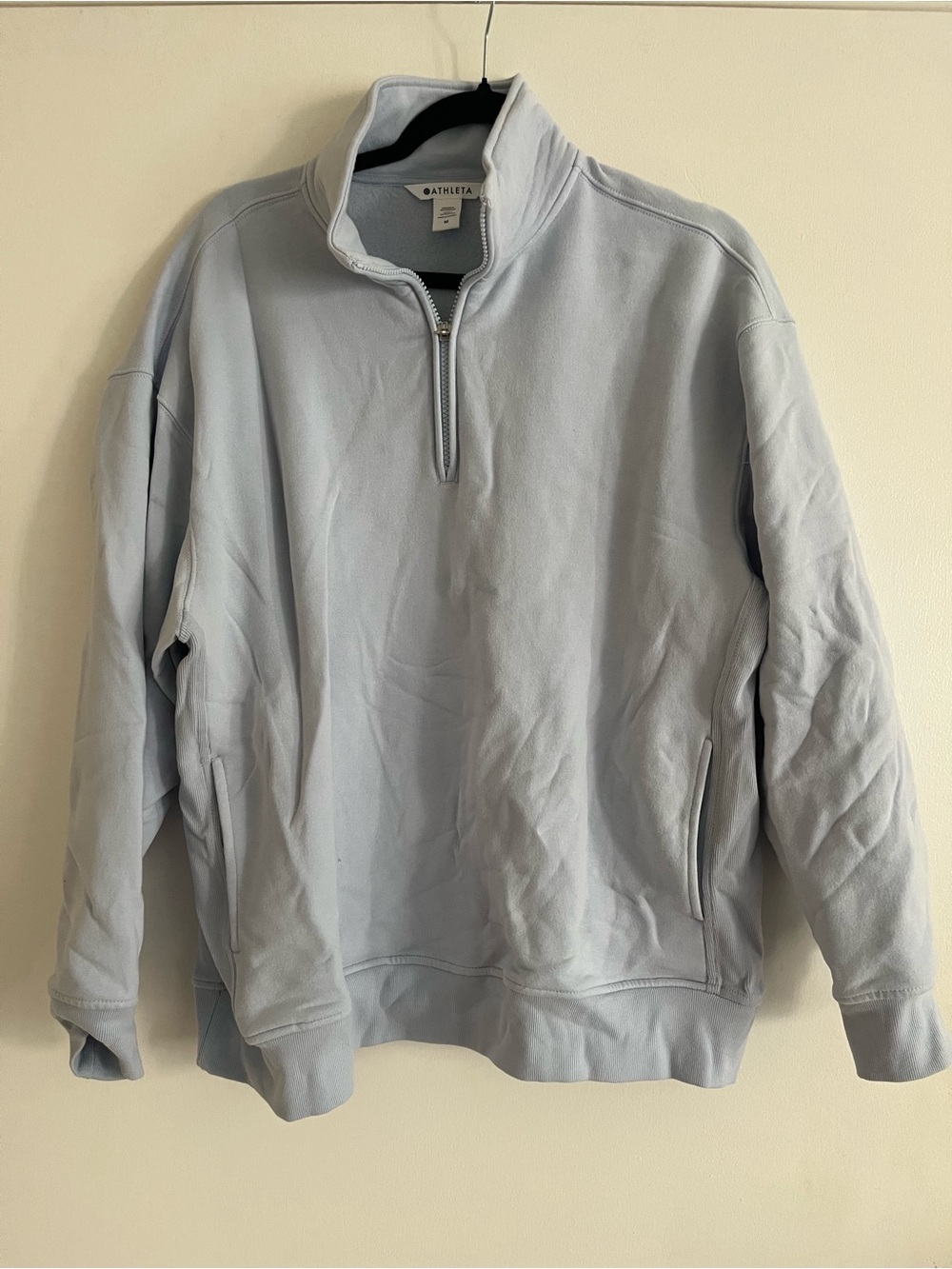 Athleta Pale Blue Half-Zip Pullover Sweater